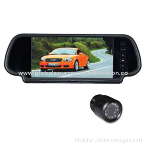 Car rear-view system with 7.0-inch panel mirror monitor and waterproof wide view angle bullet cameraNew